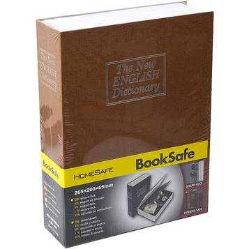 Книга сейф велика з ключем схованка для грошей 26*20*6,5см помаранчева