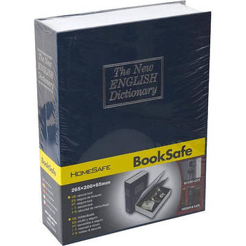 Книга сейф велика з ключем схованка для грошей 26*20*6,5см синя