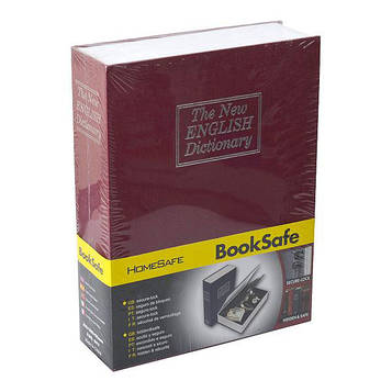 Книга сейф середня з ключем схованка для грошей 24*15*5,5см червона