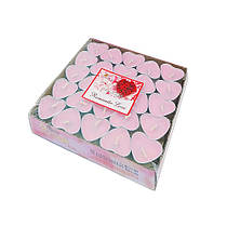 Свічки-таблетки "Серця рожеві" 50шт