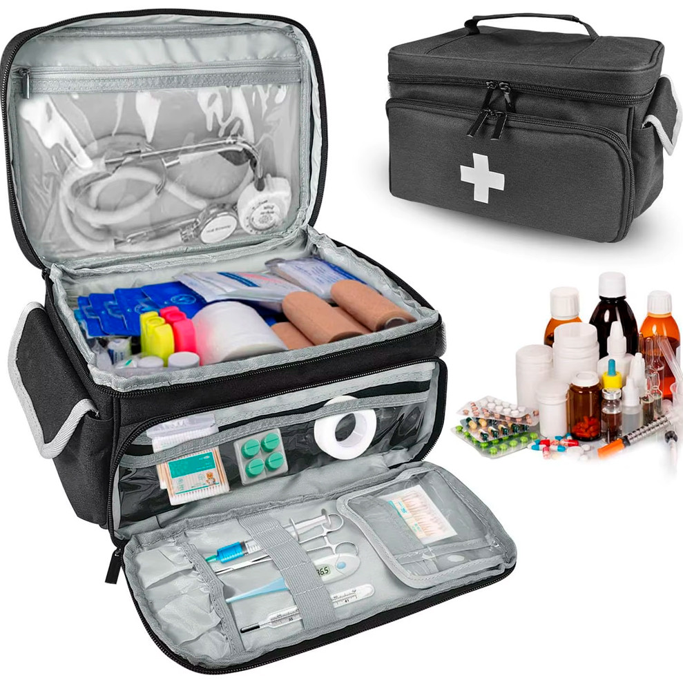 Сумка Першої допомоги Аптечка медична Універсальна з кишенями для дому подорожей 29х17,5 см Чорна