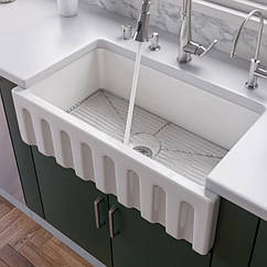 Керамічна мийка для кухні з переднім бортиком 840x460 Fluted Galassia 5131