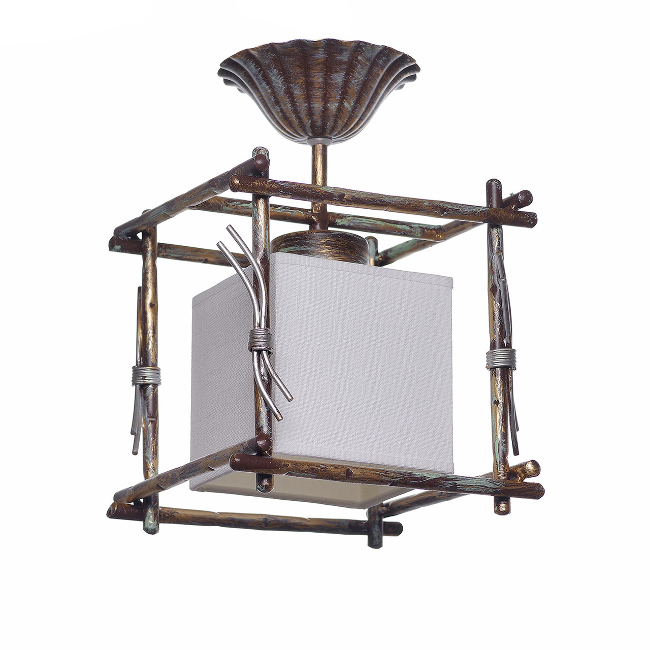 Невелика однолампова стельова люстра у стилі флористика, фото 1