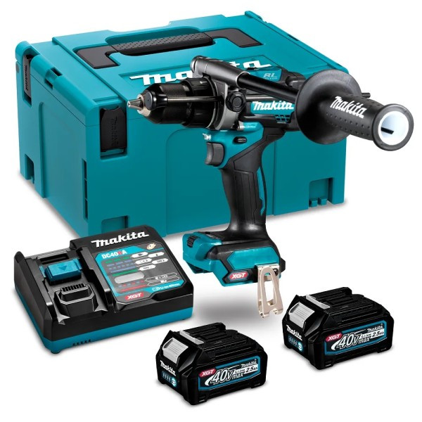 Акумуляторний ударний дриль-шуруповерт Makita HP001GD201 (40 В, 2х2.5 А*год, 150 Н*м), фото 1