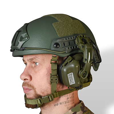 Шлем в сборе с навушниками + чеберашка олива