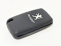 Чехол для ключей с эмблемой PEUGEOT 107, 108, 206-208, 301-308, 406-408 силикон 66х37 ЧЕРНЫЙ (Завод) ВС4