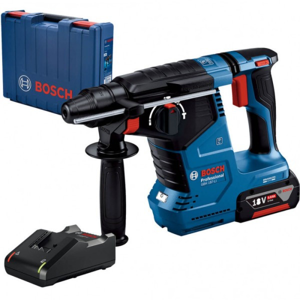 Акумуляторний перфоратор Bosch Professional GBH 187-LI SDS-Plus (18 В, 5 А*год, 2.4 Дж) (0611923022), фото 1