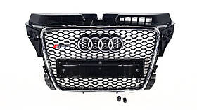 Решітка радіатора, стиль RS3 (хром окантовка, чорна сітка) Audi A3 2008-2012