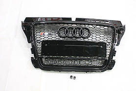 Решітка радіатора, стиль RS3 (чорна окантовка, чорна сітка, QUATTRO) Audi A3 2008-2012
