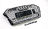 Решітка радіатора, стиль RS3 (хром окантовка, чорна сітка, QUATTRO) Audi A3 2016-2020, фото 3
