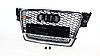 Решітка радіатора, стиль RS4 (хром окантовка, чорна сітка, QUATTRO) Audi A4 2007-2011, фото 2