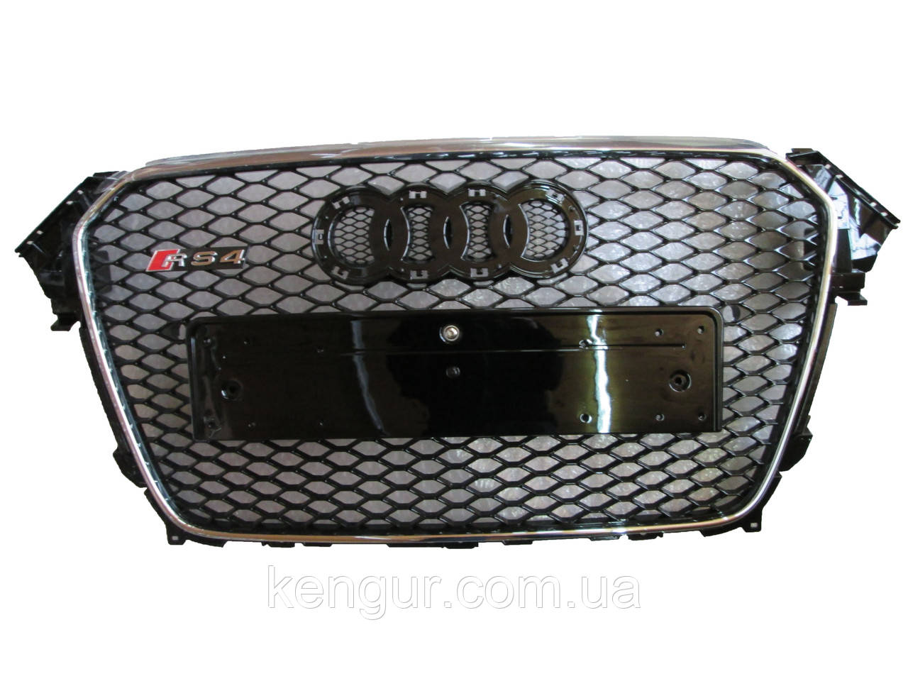 Решітка радіатора, стиль RS4 (хром окантовка, чорна сітка) Audi A4 2011-2015