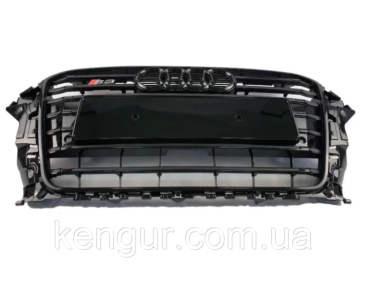 Решітка радіатора, стиль S3 (чорна окантовка, чорні смужки) Audi A3 2012-2015