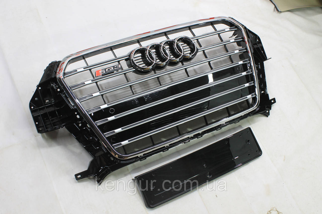 Решітка радіатора, стиль SQ3 (хром окантовка, хром смужки) Audi Q3 2011-2014
