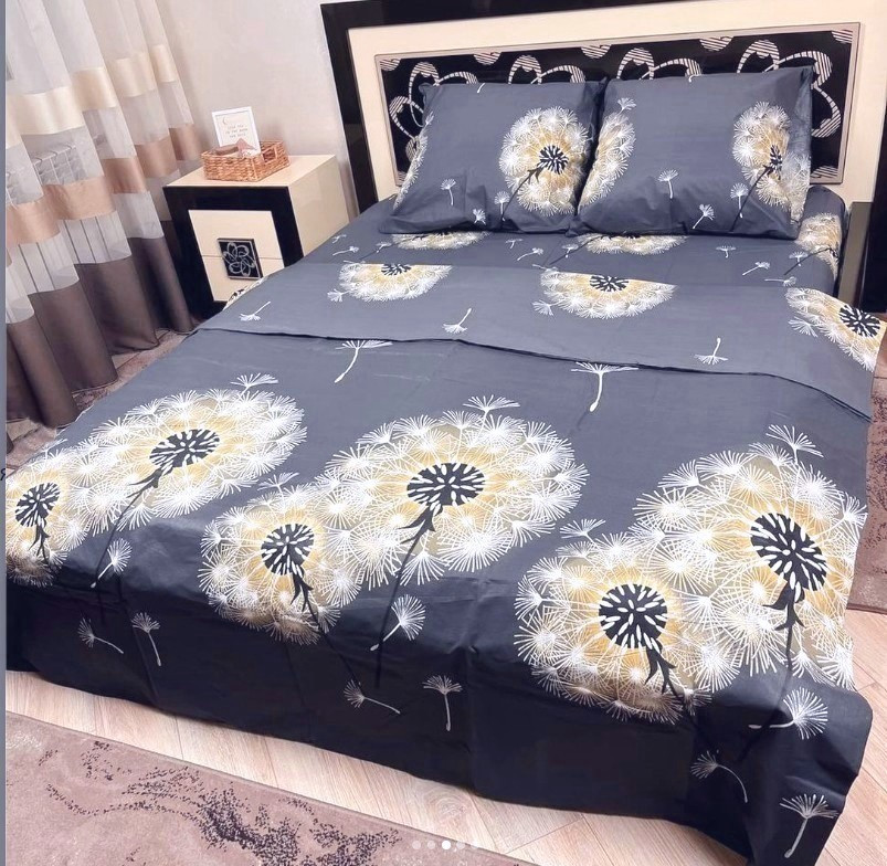 Двоспальний комплект з простирадлом на резинці 160х200х20, принт: Кульбаби