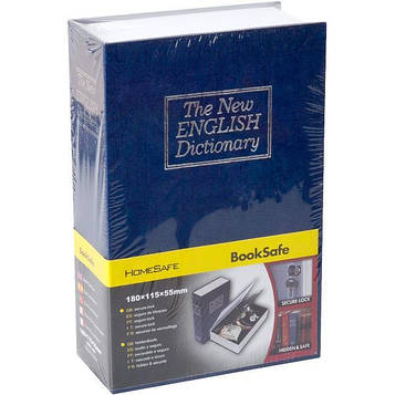 Книга сейф мала з ключем схованка для грошей 18*11,5*5,5см синя