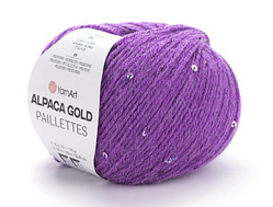 Alpaca Gold Pailletes YarnArt-9308 фуксія