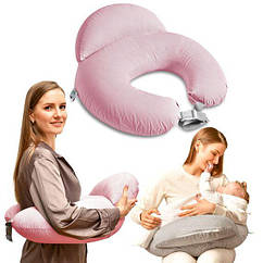 Зручна подушка для годування диванчик 60х70х16см, рожева смужка для зручності мами