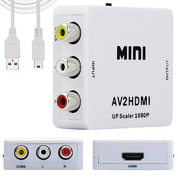 Конвертер відеосигналу з AV в HDMI, 1080P, з USB / Перехідник адаптер для відео / Відео-аудіо адаптер для тв