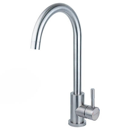 Смеситель KT Ø35 для кухни гусак ухо на гайке SS AQUATICA (KT-4B170P), фото 1