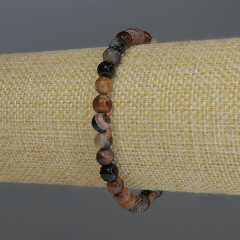 Браслет Агат гладка кулька d-6мм+- L- 18см стрейч, фото 1