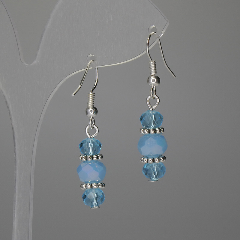 Сережки Чеський кришталь рондель 6х5мм+- 8х6мм+- L-38мм+-, фото 1