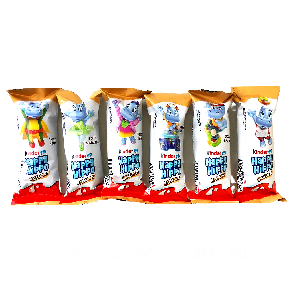 Батончики бегемотики з фундуком хеппі хіппо Кіндер Kinder happy hippo hazelnut 28*20,7g 28шт/ящ (Код: 00-00017116), фото 1