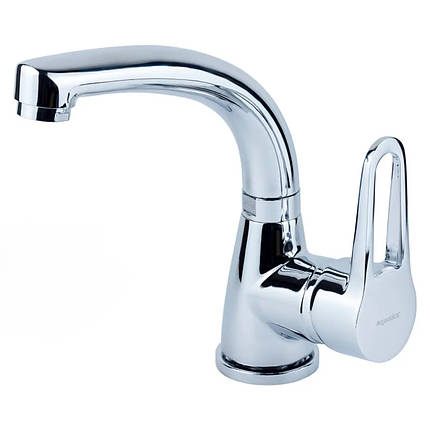Змішувач HL Ø35 для раковини гусак вигнутий на гайці AQUATICA (HL-1A230C), фото 1