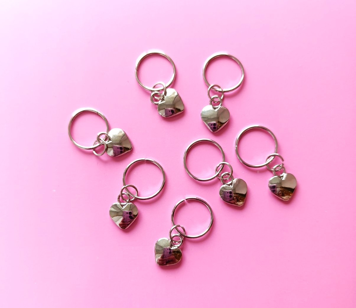 Пірсинг кільця з декором "Серце" металеві прикраси для афрокос аксесуари для зачісок дред, фото 1