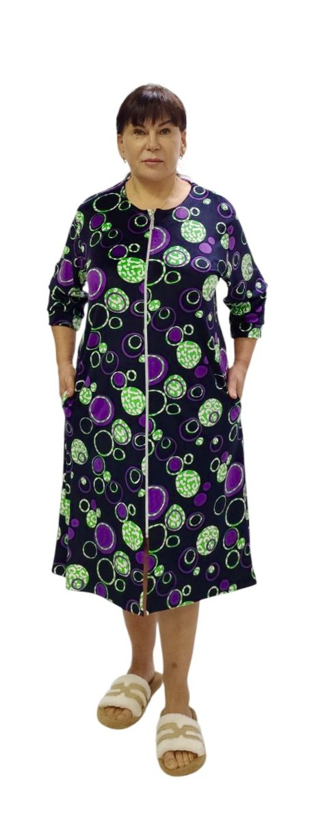 Жіночий велюровий халат великих розмірів, фото 1