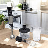 Блендер занурювальний побутовий Rainberg 1200 Вт ручний блендер подрібнювач для кухні з насадками та чашею 0.6 мл, фото 5