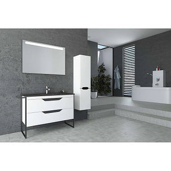 Підлогова тумба з умивальником Veronis Metawood 85, білий з чорним, 85x45x84 см, фото 1
