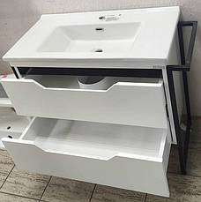 Підлогова тумба з умивальником Veronis Metawood 85, білий з чорним, 85x45x84 см, фото 3