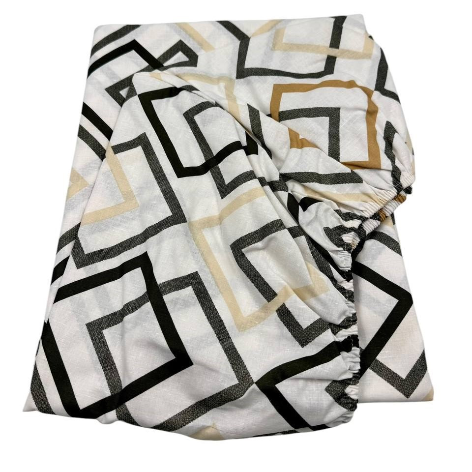 Простирадло на гумці двоспальне "Ромбики в квадраті" | Бязь.160х200 см, фото 1