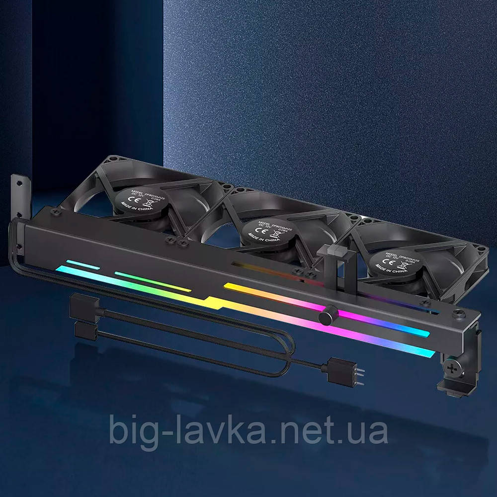 Кулер для відеокарти 2 в 1 з ARGB 3 вентилятора 80 мм 1800 про хв  Чорний, фото 1