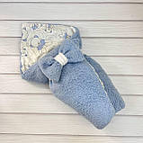 Комплект Тедді конверт + комбінезон для новонароджених, блакитний з принтом ведмедик, фото 4