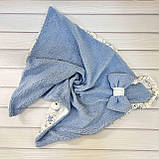 Комплект Тедді конверт + комбінезон для новонароджених, блакитний з принтом ведмедик, фото 5