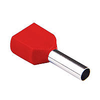 Наконечник втулковий 1/8 подвійний, червоний, кабельний у ізоляції, трубчастий, НШВІ, штировий ізольований
