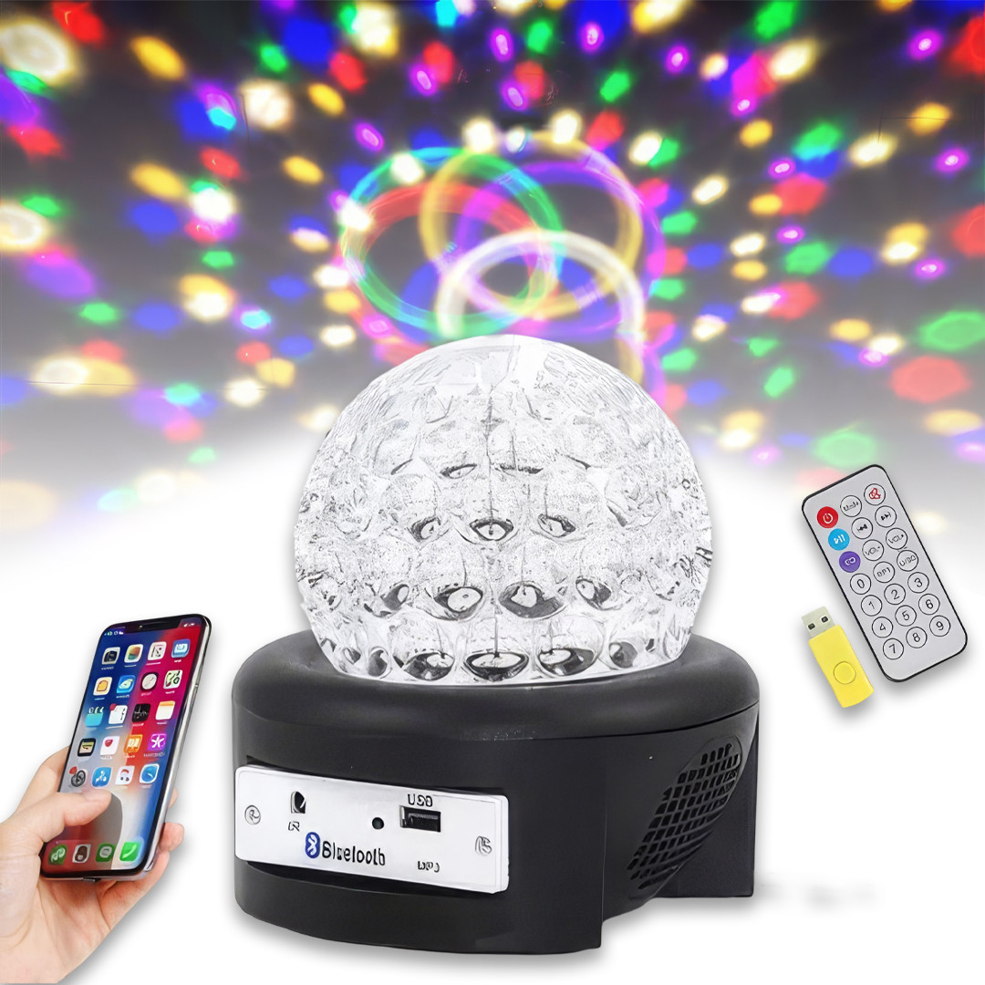 Музичний диско-куля з пультом, флешкою ​​та Bluetooth RHD-238 RGB 220V, фото 1