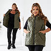 Жіноча демісезонна жилетка великого розміру на синтепоні з плащівки з капюшоном і блискавкою 48-58, фото 5