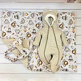 Демісезонний конверт + комбінезон з ангори коси для новонароджених, світло-бежевий, фото 2