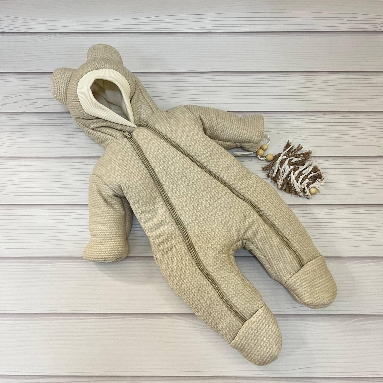 Комбінезон з ангори коси для новонароджених, світло-бежевий, фото 1