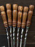 Шампур з дерев'яною ручкою з нержавіючої сталі 750*3*12 мм Reckless Cinnamon комплект з 6 шт в сагайдаку, фото 8