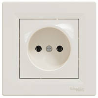 Розетка Schneider Electric Asfora без заземлювального контакту Кремова з рамкою (EPH3000123)