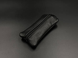Ключниця шкіряна двостороння Чорна  7,5х14,5см