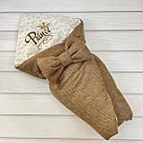 Демісезонний конверт + комбінезон з ангори коси для новонароджених, кавовий, фото 3