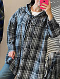 Сорочка жіноча в карту з капюшоном подовжена 48-54, фото 4
