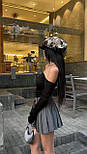 Жіноча чорна кофта коротка з відкритими плечима та довгими рукавами (р. 42-48) 18043420, фото 6