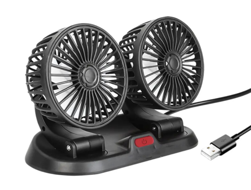 Автомобільний вентилятор подвійний 5V USB з табличкою номера телефону