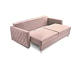 М'який розкладний прямий диван Lenola (рожевий світлий), фото 4